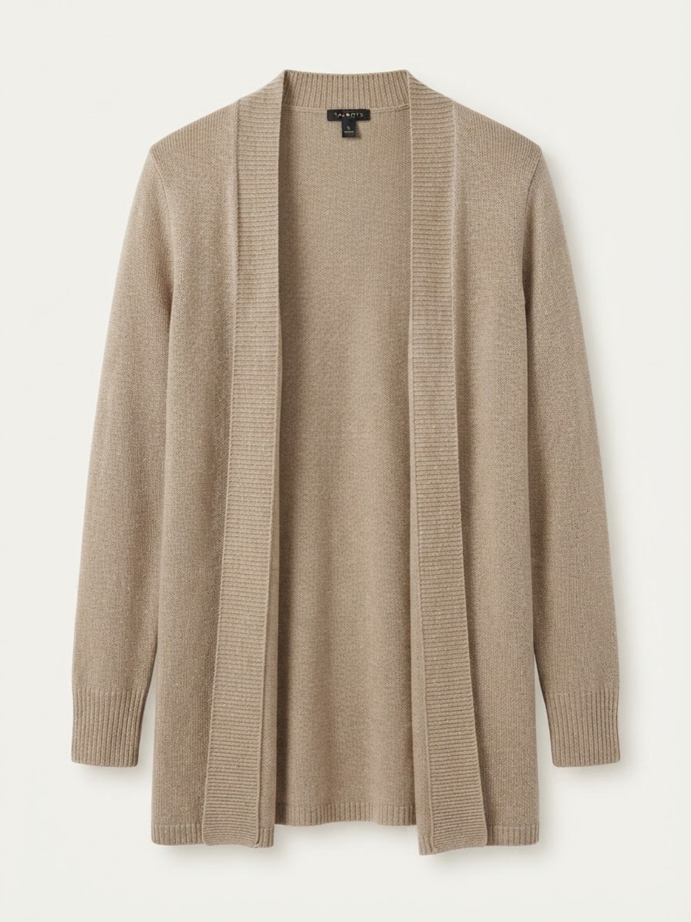 Talbots 100% Linen Open Front Cardigan Sweater Beige Tan Plus Neutral Knit Cozy